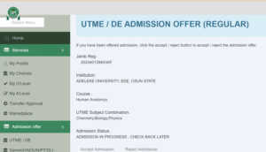 ACCEPT ADMISSION VIA CAPS