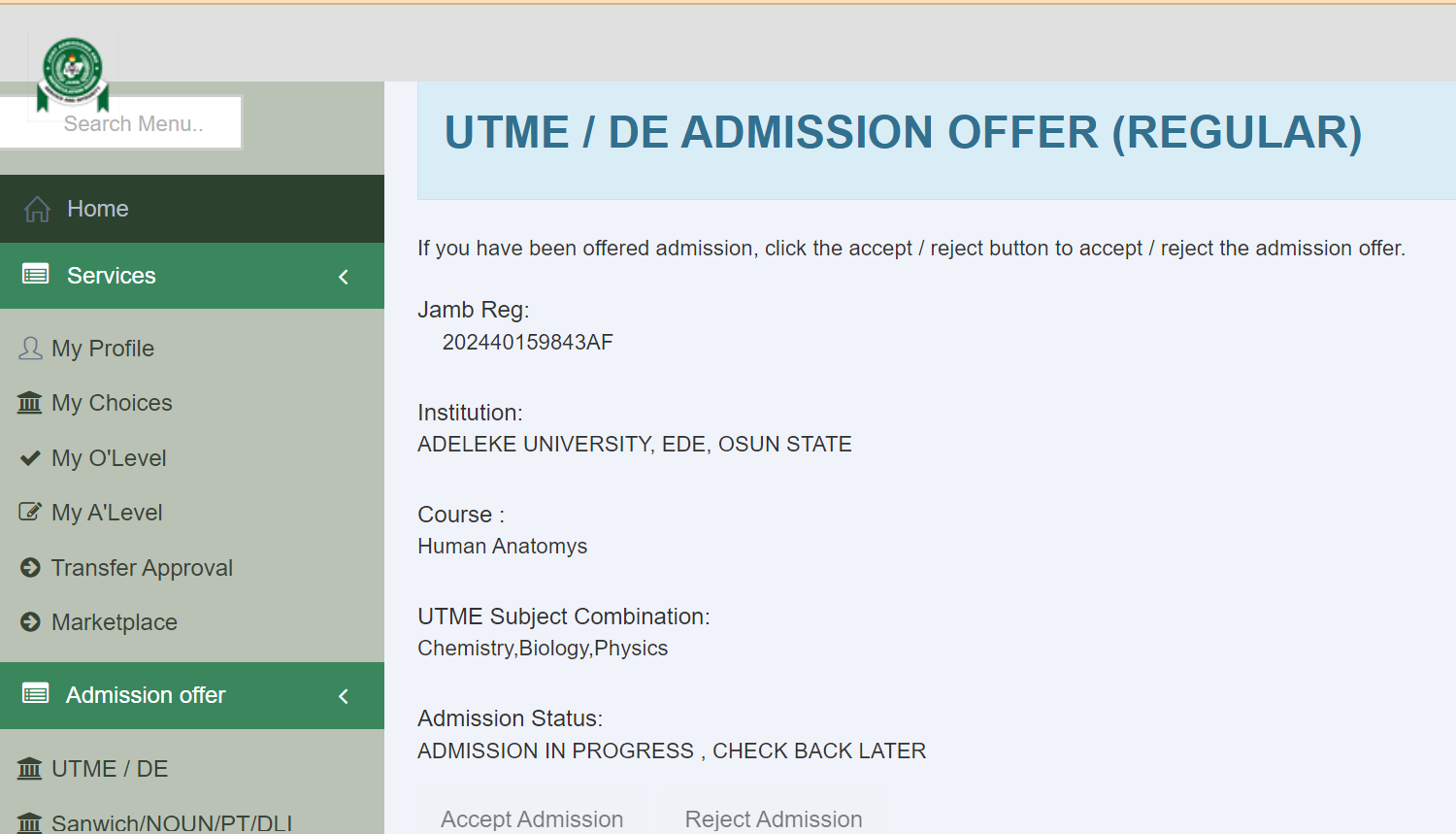 How to Check JAMB Regularization Admission Status 2025/2026